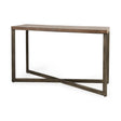 Faye Medium Brown Wood W/Antique Nickel Metal Base Console Table by Mercana at Eve Furniture