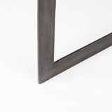 Faye Medium Brown Wood W/Antique Nickel Metal Base Square Coffee Table by Mercana at Eve Furniture