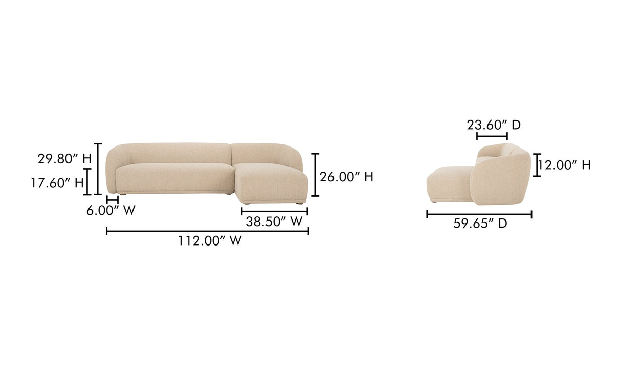 Faye Sectional Beige Boucle by Moe's Home at Eve Furniture