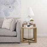 Faye (Set of 2) 19L x 19W x 26H Beige Finished Wood W/ Gold Metal Base Accent Tables by Mercana at Eve Furniture