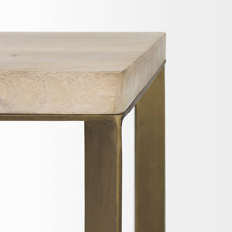 Faye (Set of 2) Beige Finished Wood W/ Gold Metal Base Accent Tables by Mercana at Eve Furniture