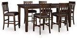 Haddigan Dark Brown Counter Height Dining Table with 6 Barstools