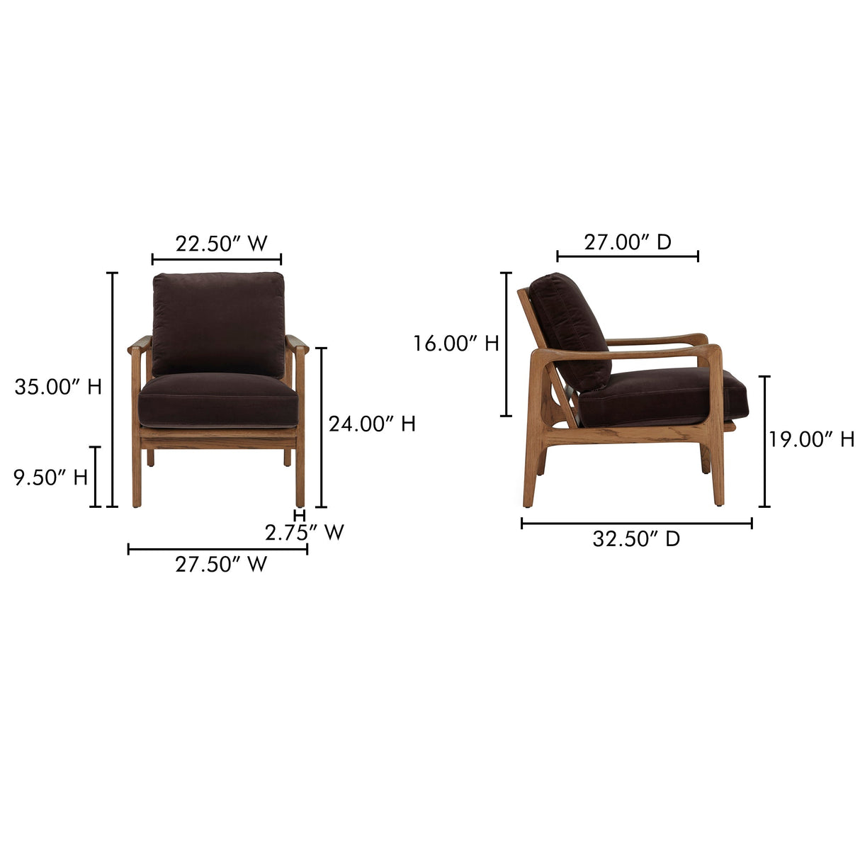 Fearne Dark Brown Accent Chair by MOES at Eve Furniture