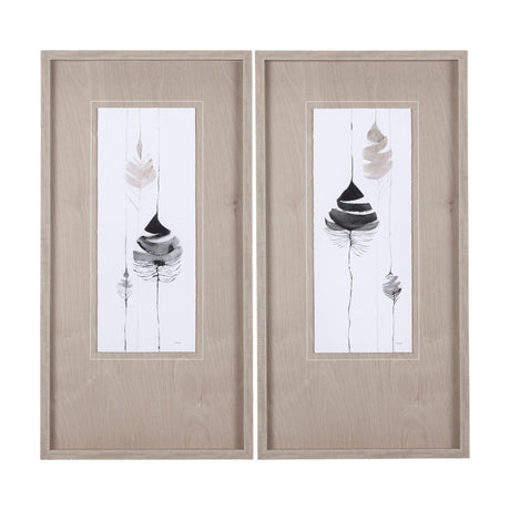 Feather Collection by Mercana Studio a Hand Embellished Textured Framed Art Print Matted under Glass by Mercana at Eve Furniture