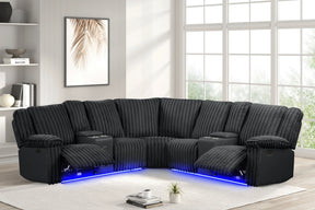 Flash Cord Fabric Power Reclining Sectional by Happy Homes at Eve Furniture