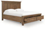 Feddinger Medium Brown California King Panel Storage Bed by Ashley at Eve Furniture