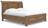 Feddinger Medium Brown California King Storage Sleigh Bed by Ashley at Eve Furniture