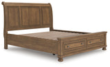 Feddinger Medium Brown California King Storage Sleigh Bed by Ashley at Eve Furniture
