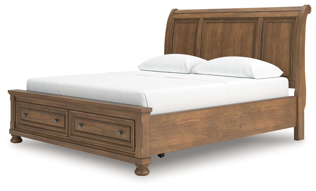 Feddinger Medium Brown California King Storage Sleigh Bed by Ashley at Eve Furniture