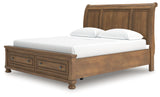Feddinger Medium Brown California King Storage Sleigh Bed by Ashley at Eve Furniture