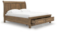Feddinger Medium Brown California King Storage Sleigh Bed by Ashley at Eve Furniture