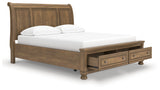 Feddinger Medium Brown California King Storage Sleigh Bed by Ashley at Eve Furniture