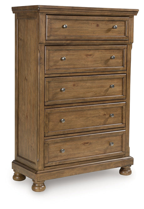 Feddinger Medium Brown Chest of Drawers by Ashley at Eve Furniture