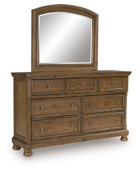 Feddinger Medium Brown Dresser and Mirror by Ashley at Eve Furniture