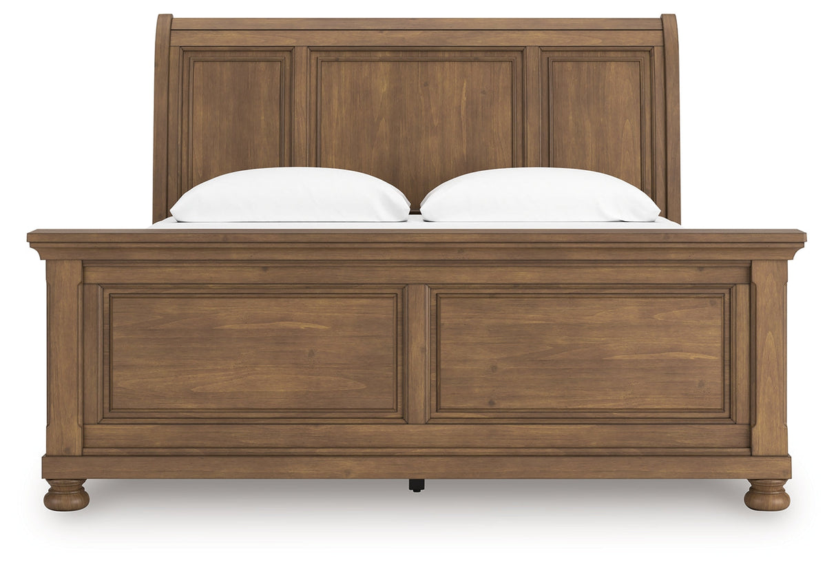 Feddinger Medium Brown King Sleigh Bed by Ashley at Eve Furniture