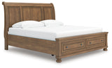 Feddinger Medium Brown King Storage Sleigh Bed by Ashley at Eve Furniture