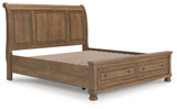 Feddinger Medium Brown King Storage Sleigh Bed by Ashley at Eve Furniture