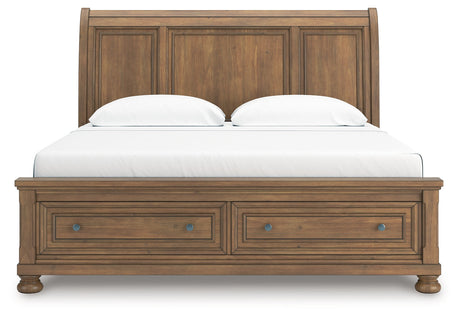 Feddinger Medium Brown King Storage Sleigh Bed by Ashley at Eve Furniture