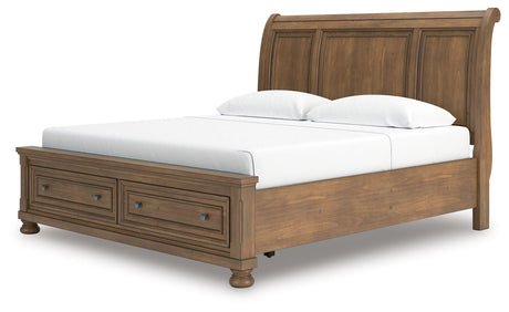 Feddinger Medium Brown King Storage Sleigh Bed by Ashley at Eve Furniture