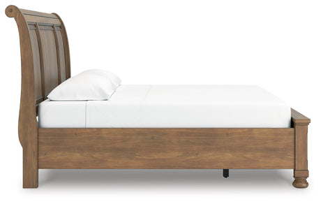 Feddinger Medium Brown King Storage Sleigh Bed by Ashley at Eve Furniture