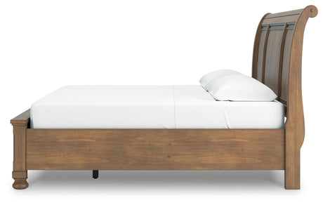 Feddinger Medium Brown King Storage Sleigh Bed by Ashley at Eve Furniture