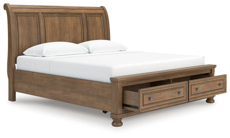 Feddinger Medium Brown King Storage Sleigh Bed by Ashley at Eve Furniture