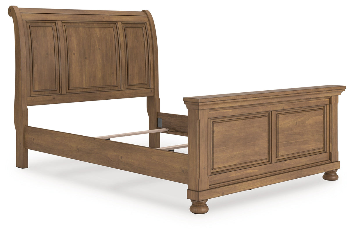 Feddinger Medium Brown Queen Sleigh Bed by Ashley at Eve Furniture