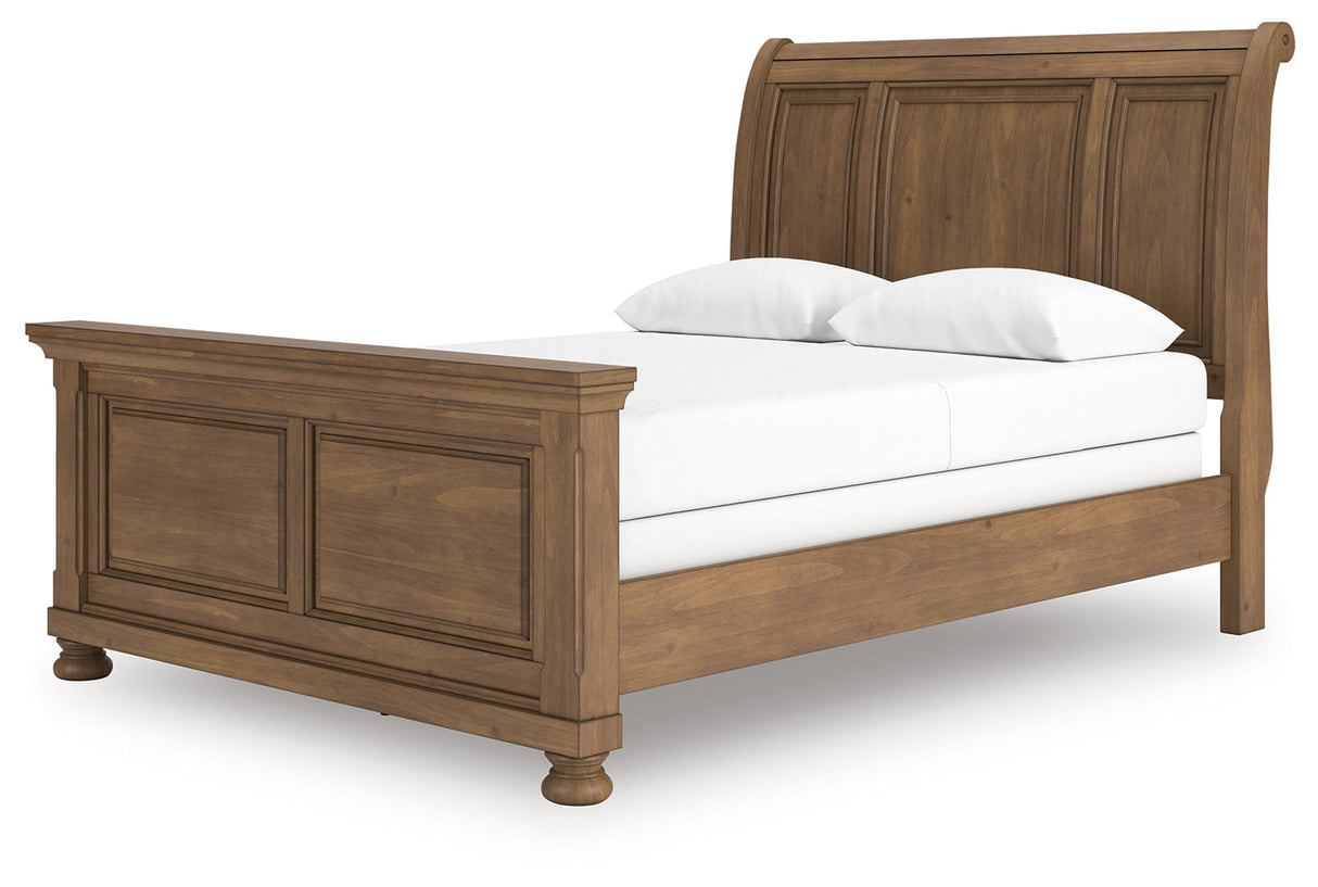 Feddinger Medium Brown Queen Sleigh Bed by Ashley at Eve Furniture