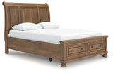 Feddinger Medium Brown Queen Storage Sleigh Bed by Ashley at Eve Furniture