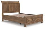 Feddinger Medium Brown Queen Storage Sleigh Bed by Ashley at Eve Furniture