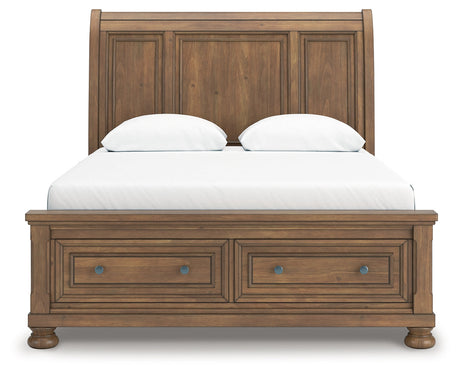 Feddinger Medium Brown Queen Storage Sleigh Bed by Ashley at Eve Furniture