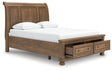 Feddinger Medium Brown Queen Storage Sleigh Bed by Ashley at Eve Furniture