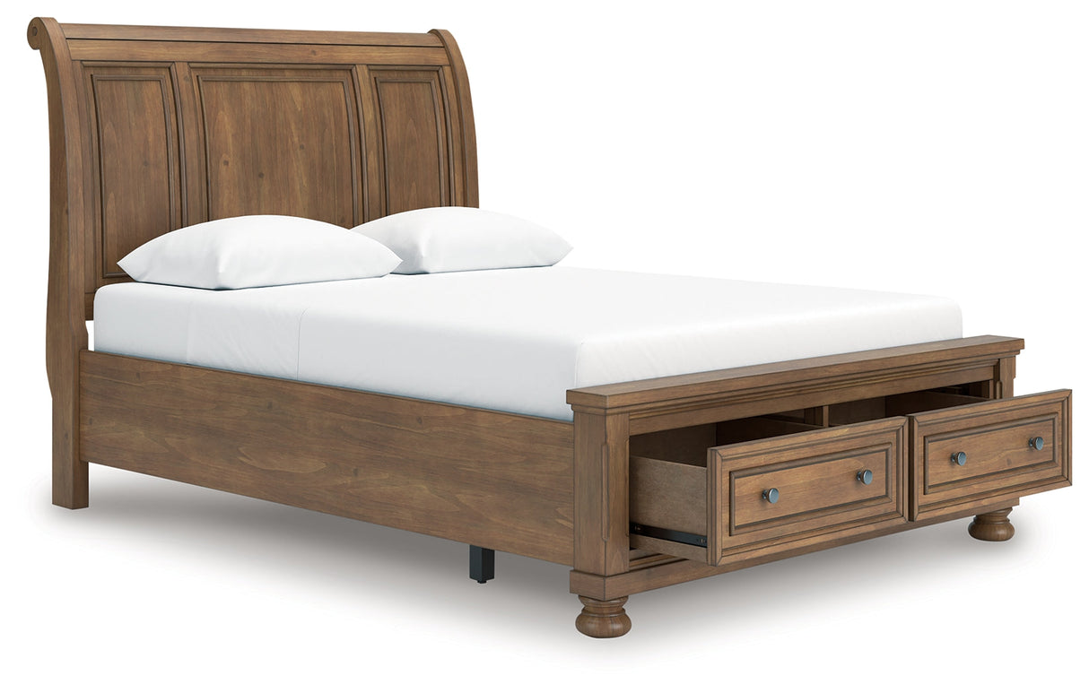 Feddinger Medium Brown Queen Storage Sleigh Bed by Ashley at Eve Furniture