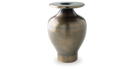 Fedorleigh Antique Brass Finish Vase by Ashley at Eve Furniture