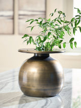 Fedorleigh Antique Brass Finish Vase by Ashley at Eve Furniture