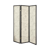 Felice Espresso 3-Panel French Script Print Folding Screen by Coaster at Eve Furniture