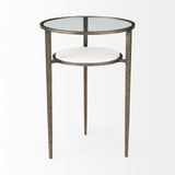 Felicity 15.8L X 15.8W X 22.5H Glass Top W/ White Marble Shelf and Antique Gold Base End/Side Table by Mercana at Eve Furniture