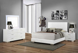 Felicity Glossy White 4-Piece California King Bedroom Set with LED Mirror