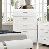 Felicity Glossy White 5-Drawer Chest