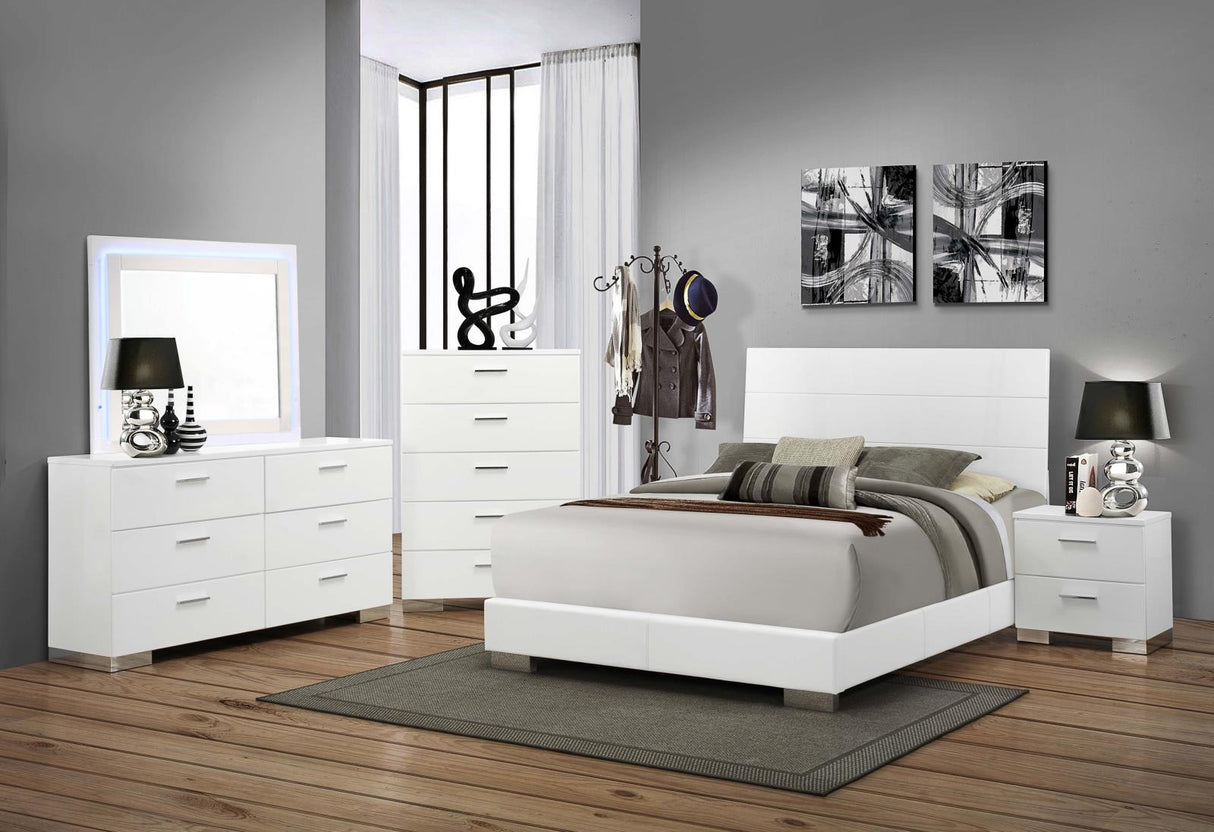 Felicity Glossy White 5-Piece Eastern King Bedroom Set