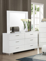 Felicity Glossy White 6-Drawer Dresser