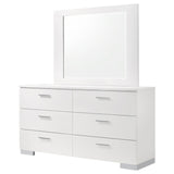 Felicity 6-drawer Dresser with Mirror Glossy White