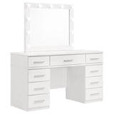 Felicity 9-Drawer Vanity Desk with Lighted Mirror Glossy White