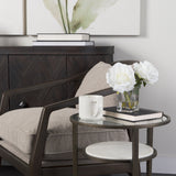 Felicity Glass Top W/ White Marble Shelf and Antique Gold Base End/Side Table by Mercana at Eve Furniture
