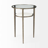 Felicity Glass Top W/ White Marble Shelf and Antique Gold Base End/Side Table by Mercana at Eve Furniture