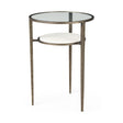 Felicity Glass Top W/ White Marble Shelf and Antique Gold Base End/Side Table by Mercana at Eve Furniture