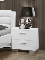 Felicity Glossy White 2-Drawer Nightstand by Coaster at Eve Furniture