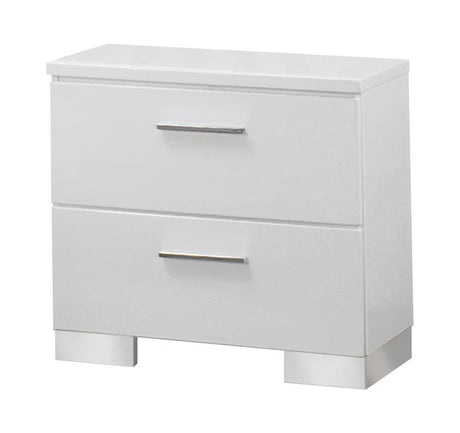 Felicity Glossy White 2-Drawer Nightstand by Coaster at Eve Furniture