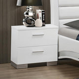 Felicity Glossy White 2-Drawer Nightstand by Coaster at Eve Furniture