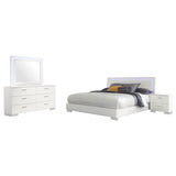 Felicity Glossy White 4-Piece Queen Bedroom Set with LED Headboard and Mirror by Coaster at Eve Furniture